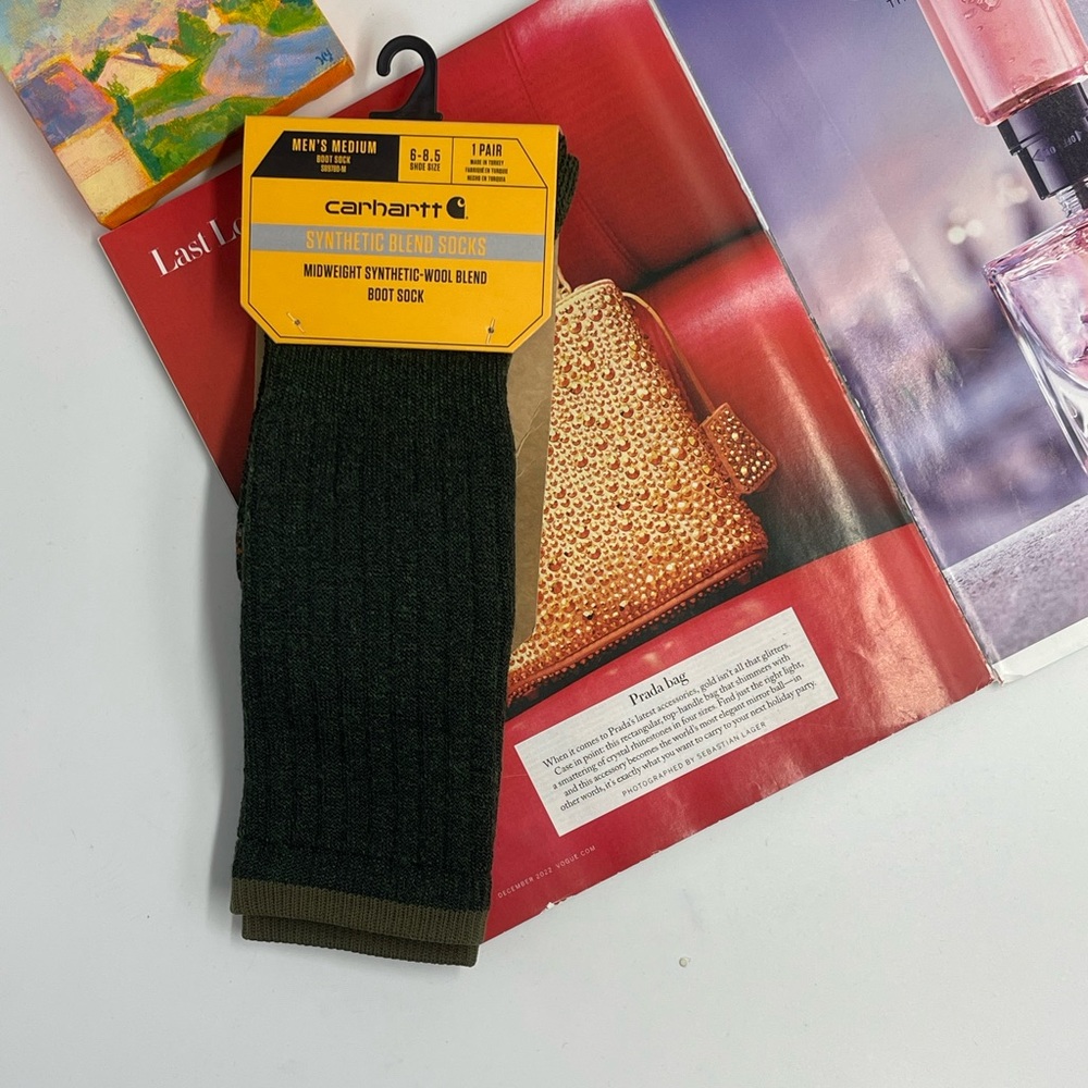 MEN'S MIDWEIGHT MERINO WOOL BLEND BOOT SOCK NWT Medium